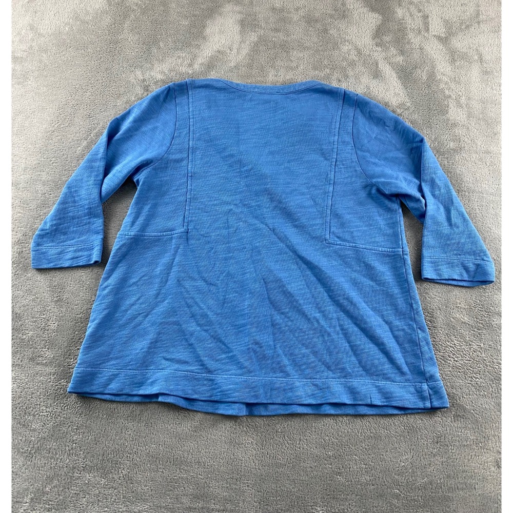 Pure Jill Blue Organic Cotton Slub Single Button Cardigan Top Womens M. Petite - Picture 8 of 10